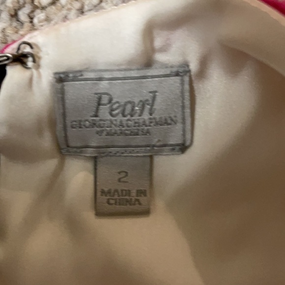 Host Pick! NWT Pearl by Georgina Chapman of Marchesa White & Black Peplum Dress - Picture 8 of 9